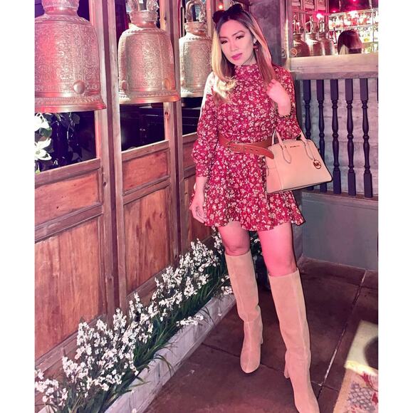 ZARA HEELED SPLIT LEATHER KNEE HIGH BOOTS - Picture 3 of 7